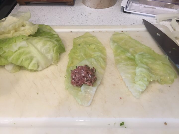 Filling the cabbage