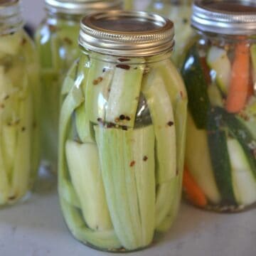 Pickled Armenian cucumbers in a mason jar