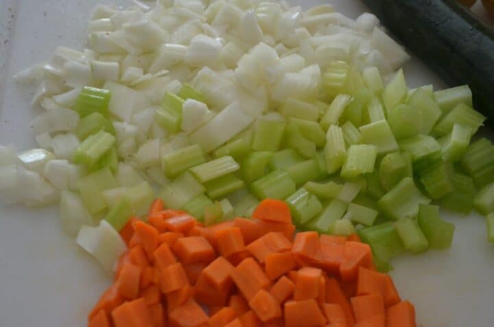 Chopped carrot, onion and celery 
