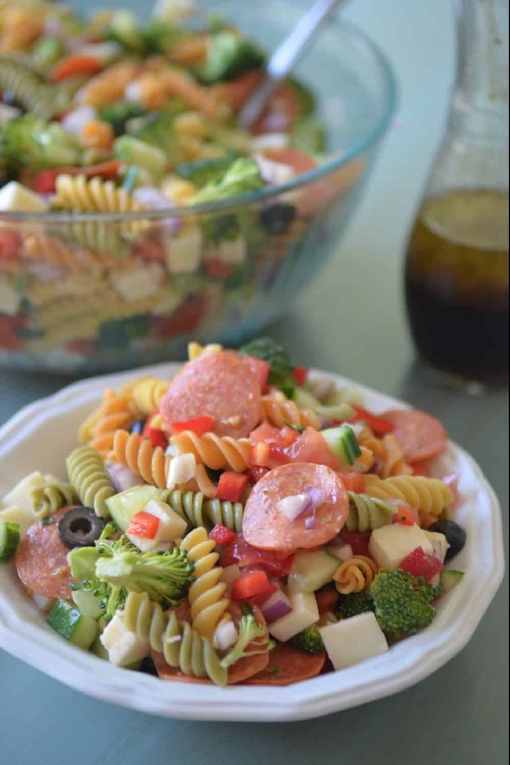 Tricolor Pasta Salad With Italian Dressing The Stuffed Grape Leaf