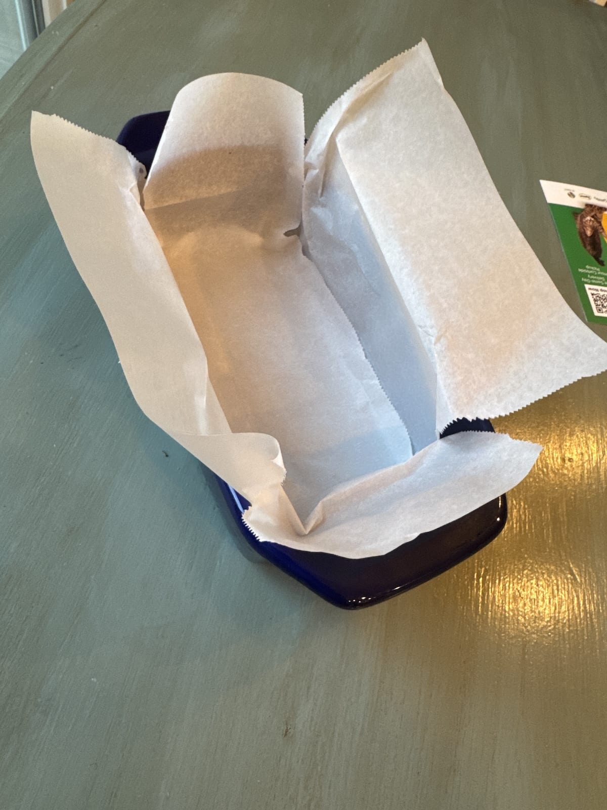 Parchment lined bread pan