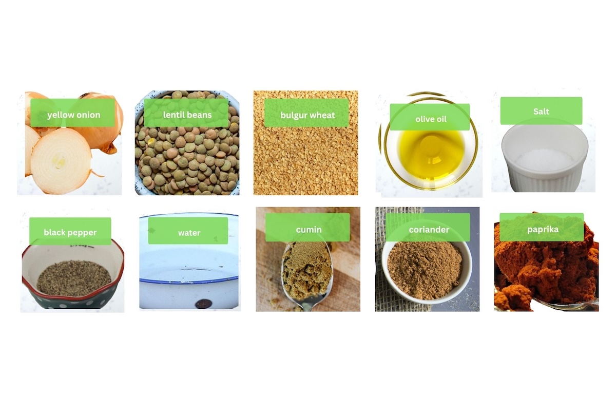 Ingredients of mujadara hamra.